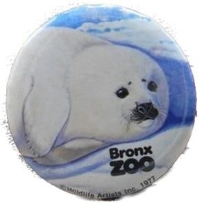 1977 Bronx Zoo White Baby Seal 2.25" Vintage Pinback Button